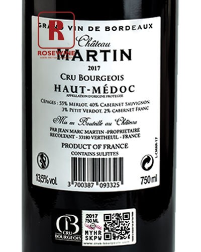 CHATEAU MARTIN HAUT – MEDOC 13.5% - 2017