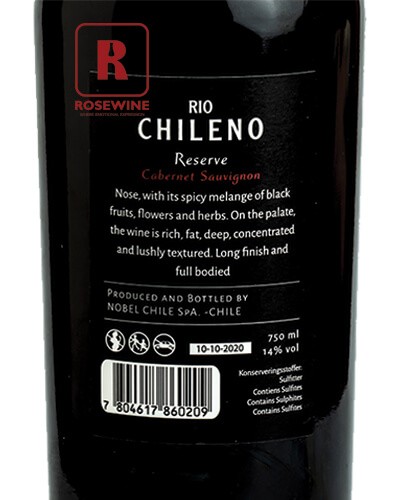 RIO CHILENO RESERVA CABERNET SAUVIGNON 14% - 2020