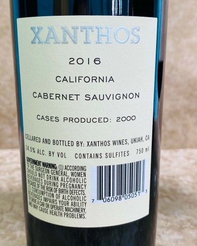 XANTHOS CABERNET SAUVIGNON CALIFORNIA 14.5% - 2016