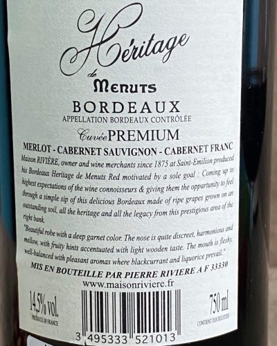 HERITAGE DE MENUTS 14.5% - 2019