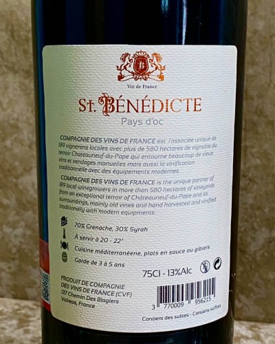 ST BENEDICTE PAY'S D'OC 13% - 2015