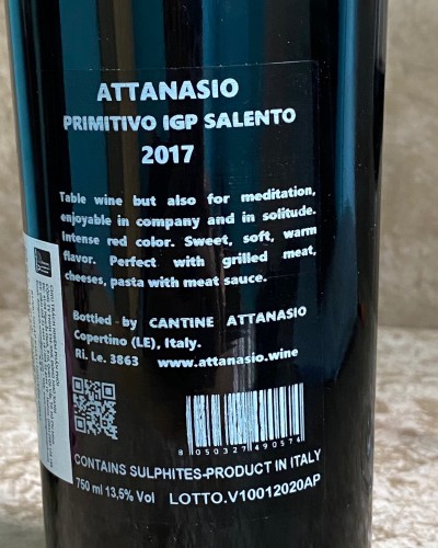 ATTANASIO PRIMITIVO 13,5% - 2017